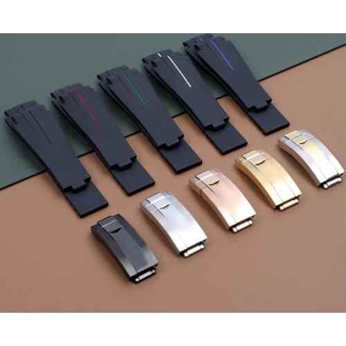 Mens 20mm Black Rubber Strap Accessories for Rolex Watch with Water Ghost King Deepsea GMT Strap Womens Waterproof Strap