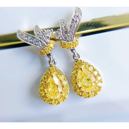 Luxury S925 Water Drop Earrings Inlay Yellow Crystal Zircon Unusual Piercing Earrings Womens Wedding Party Vintage Fine Jewelry