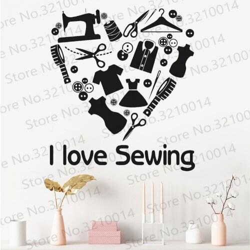 Sewing Wall Decal Sewing Shop Artistic Decoration Vinyl Clothes Store Interior Fashion Design Window Wall Stickers PW868