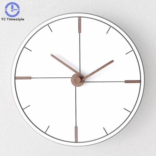 Modern Design Wooden Wall Clock Nordic Style Simple Decorative Needle Clock Home Decoration Office Living Room Silent Clock