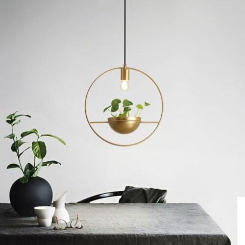 Modern DIY LED Pendant Lights Nordic Golden Ring Plant Hanging Lamp For Dining Room Study Bedroom Bedside Lighting Fixtures