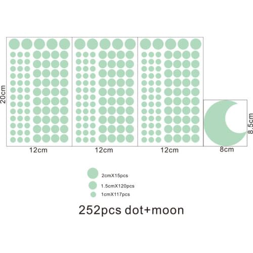 KW3256 252 dots 1 moon luminous stickersFluorescent Star Sticker Childrens Room Bedroom Cartoon Wall Sticker