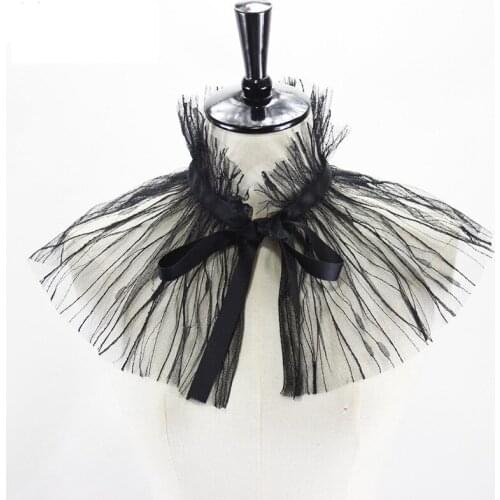 Vintage Mesh Ruffles Collar Retro Detachable Neck Ruff Collar Shoulder Wrap Cover Gothic