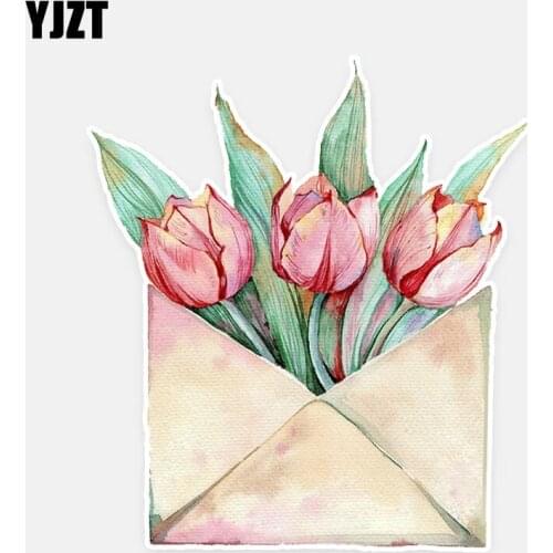 YJZT 10*11.2CM Unique Lovely Tulips Decor Car Stickers Personalized Colored 11A0767