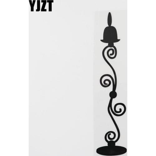 YJZT 3.7CM×17.7CM Candle Holder Car Sticker Creative Modeling Vinyl Decal Black/Silver 13E-0049