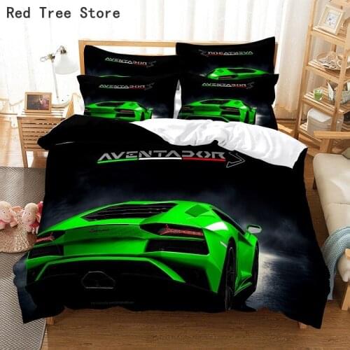 Green Racing Car Fashion Design Bedding Duvet Cover Set 3d Digital Printing Bed Linen Comforter AU EU US Size Kids Bedclothes