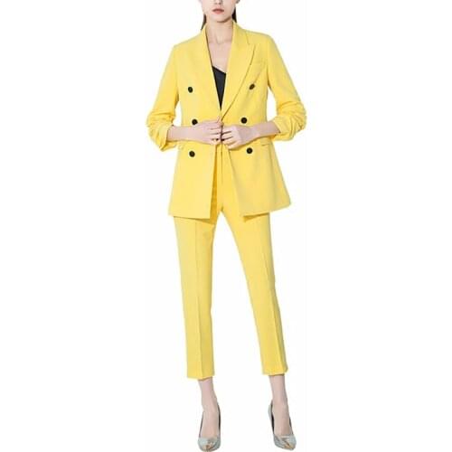 Womens Suits Two-piece Set Women Blazer Suits Long sleeve Double Blazer Pants Sets Office Ladies Elegant Pant Suits Custom Made