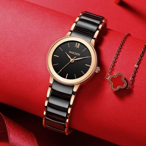Top Quality Brand Black Ceramic Watch for Women Quartz Waterproof Butterfly Buckle Business Elegant Watch Bracelet Montre Femme