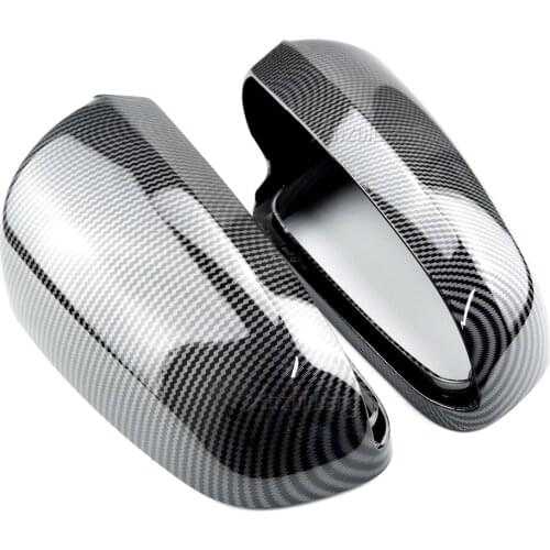 1Pair Car Wing Mirror Caps Carbon fiber style and bright black Mirror Cover Rearview Side Mirror Cap S Line for Audi A4 S4 B6 B7