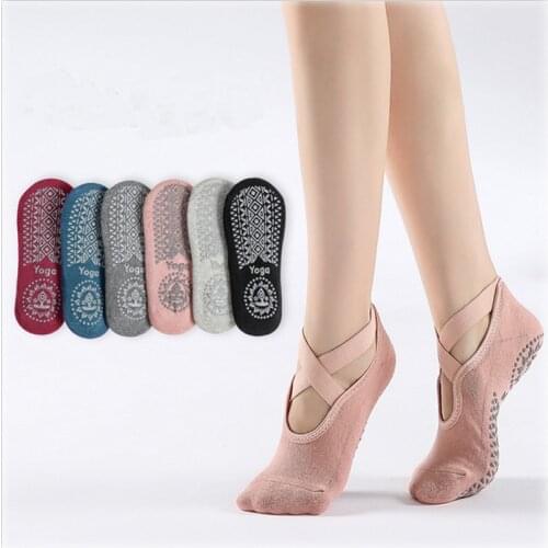 1 Pair Breathable Cross Strap Ballet Yoga Socks Quick-Dry Low Cut Women Thicken Non-slip Sports Socks Ballet Dance Socks