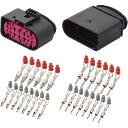 14 Pin Way Sealed Car Xenon Headlight Lamp Connector Plug 1.5MM 3.5MM Socket For BMW Volkswagen 1J0 973 837 1J0 973 737