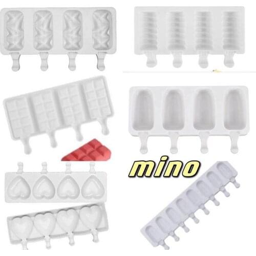 4 Cavity Ice Cream Mold Popsicle Silicone Molds DIY Homemade Fruit Juice Dessert Ice Pop Lolly Tray Mould Candied Haws