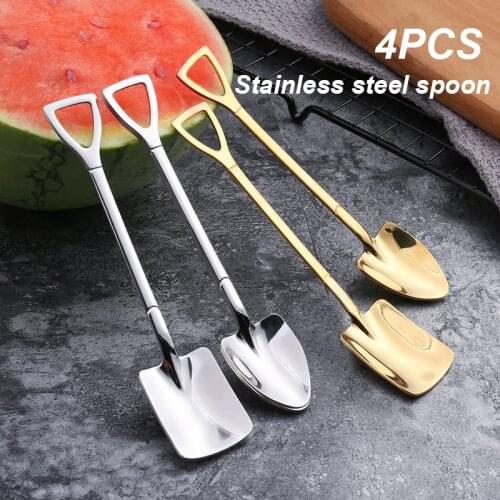 4PCS stainless steel coffee spoon Retro shovel ice cream spoon Creative tea-spoon Fashion Tableware Free shipping
