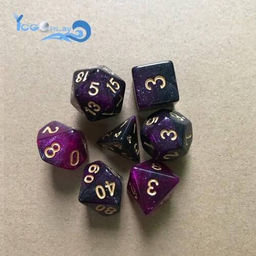 7Pcs/Set Starry sky colorful multi-faced dice set Polyhedral Dice for Role Playing Board Game RPG Dungeons and Dragons DnD MTG