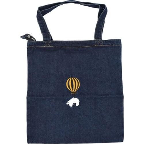 7PCS / LOT Women Shopping Bag Eco Reusable Tote Bag Casual Female Large Capacity Shoulder Denim Bag