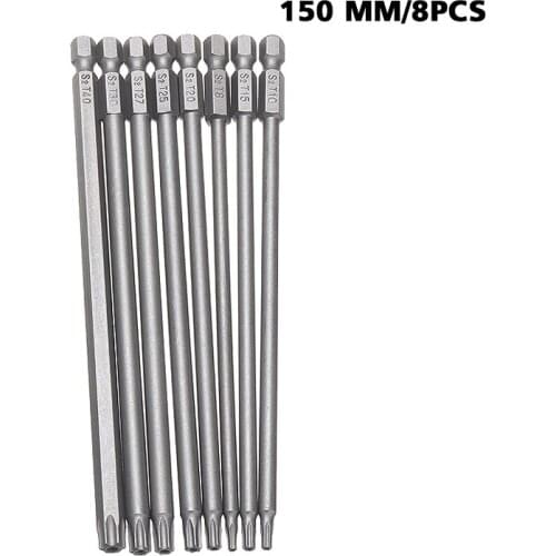 8pcs T8-T40 Torx Head Screwdriver Driver Bits Flat Head Bit Set Long Steel Magnetic Screwdriver Drill Bit Screw Driver Bit