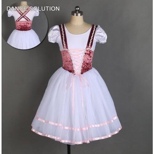 Velvet bodice dance costumes white tulle romantic tutu costume for adult girls ballet dancing dress 20111