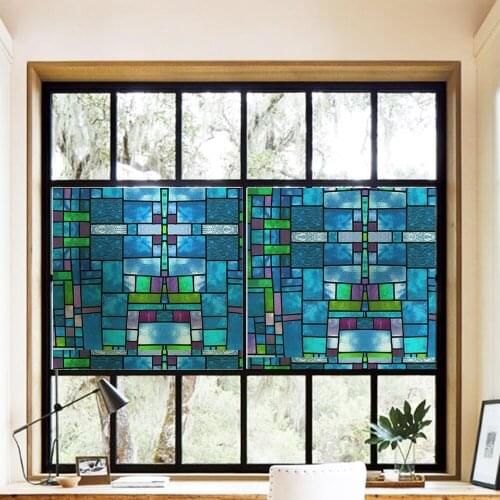 Colorful Geometry Window Privacy Film Vinyl Glass Window Sticker Non-Adhesives Window Clings Static Cling Window decor Decal