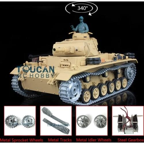 Henglong 1/16 6.0 Upgraded German Panzer III H RTR RC Tank 3849 Metal Tracks TH12555