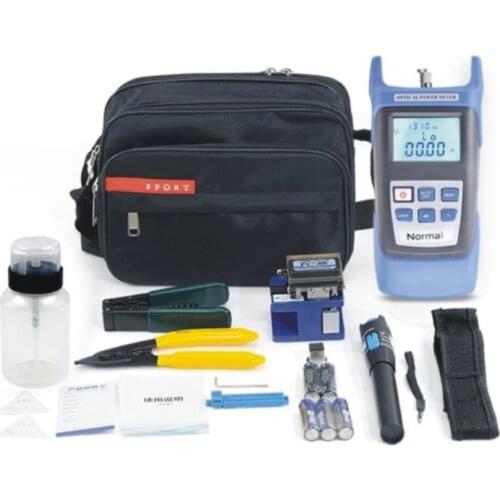 12pcs/set Fiber Optic FTTH Tool Kit with FC-6S Fiber Cleaver Optical Power Meter 10km Visual Fault Locator Wire stripper