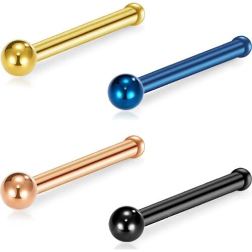 20G Nose Rings Hoop Surgical Steel Nose Rings Studs Screw L-Shaped Nose Stud Tragus CartilaPlain Ball Top Ball End Nose Pin