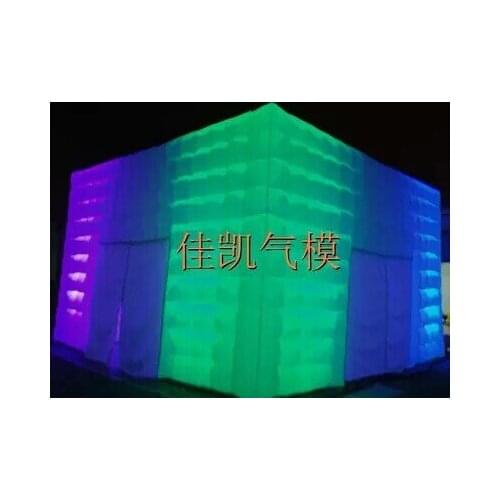 Cubical gaint grass inflatable tent with LED light for party events