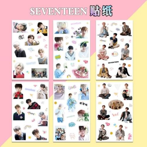 Kpop SEVENTEEN sticker kawaii waterproof DIY decoration mobile phone computer K-pop seventeen creative sticker 2pcs/set