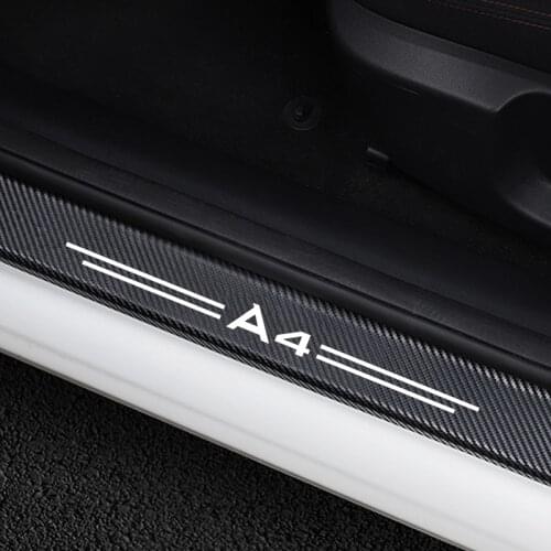 4PCS Car Door Sill Stickers For Audi A4 B5 B6 B7 B8 B9 Threshold Anti-Collision Cover Interior Accessories Carbon Fiber Decals