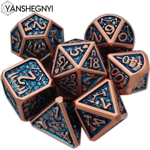 New Style 7 Pcs Galaxy Metal D&D Dice, Metal DND Dice, Polyhedral Metal Dice Set, for Role Playing Game MTG Pathfinder