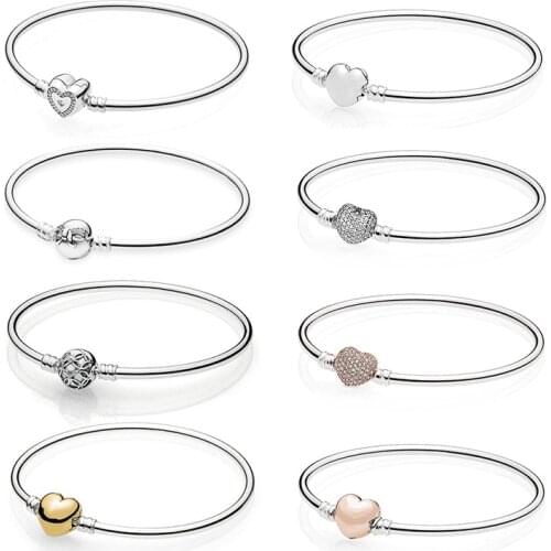 Original 100% 925 Sterling Silver Pan Bracelet with Love Heart Bracelet logo Limited Edition Original