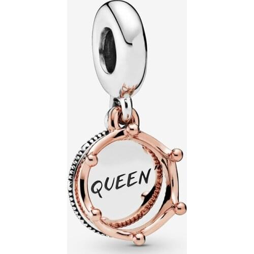 100% 925 Sterling Silver Beads Queen & Regal Crown Dangle Charms Pendant fit Original Pans Bracelets DIY women Jewelry