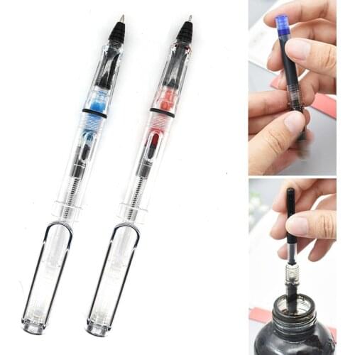 2pc/lot 0.38/0.5mm Transparent Gel Pen Multifunction Fountain Pen-type Can Absorb Ink and Ink Sac Pens for Office School Writing
