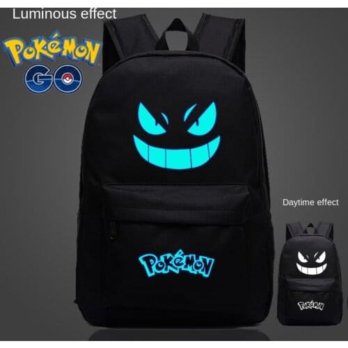 Pokemon Gengar Student Schoolbag Boy Luminous Cartoon Animation Childrens Backpack Space Schoolbag Waterproof and Breathable