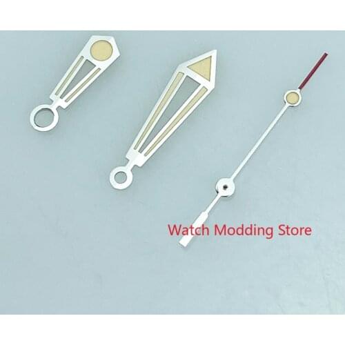 Super Green Luminous Silver Watch Hands Copper Set For Miyota8215 DG2813 Movement Mods 007 Style Watch Red Marker