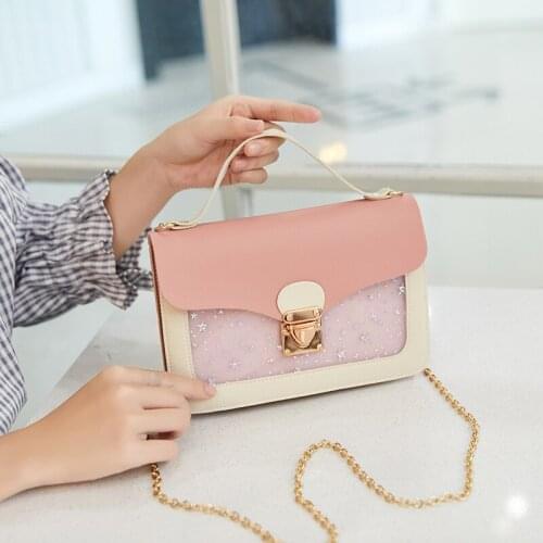 Bags for Women Fresh and Sweet PU Fashion Handbag Printed Lock Chain Bag Crossbody Shoulder Bag Clutch Bag Tote Bags for Women