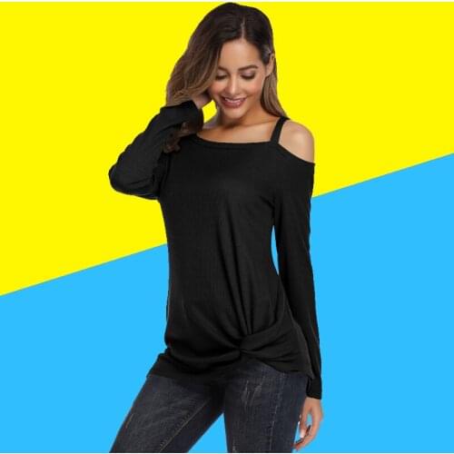 One-line Shoulder Sweater Sexy Halter Knit Blouse New Solid Color Long Sleeve Casual Fashion Womens Jumper For Fall/winter 2021