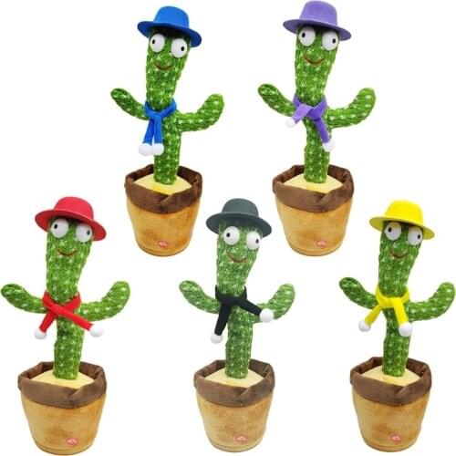 34cm/13’’ Dancing Cactus Plush Stuffed Doll Anti-Anxiety Toy Lovely Xmas Gift Kids Favorite Electric Potted Plant Flower