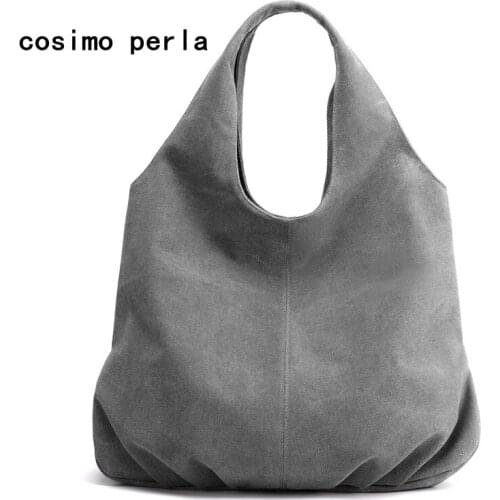 Thick Washed Canvas Hobos Handbags Large Capacity Shoulder Tote Bag VIP Dropship Women Bag Casual Cloth Purses Shopper SAC