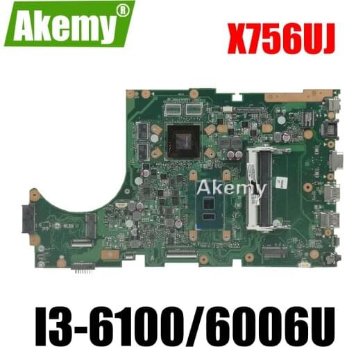 X756UJ Laptop motherboard For Asus X756U X756UWK X756UX X756UJ X756UB X756UV mainboard I3-6100U GT920M/2GB DDR3 Memory slot