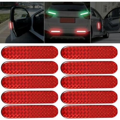 10pcs Car Door Sticker Decal Red Reflective Strips Safety Mark Reflector Stickers Warning Tape Reflective Sticker