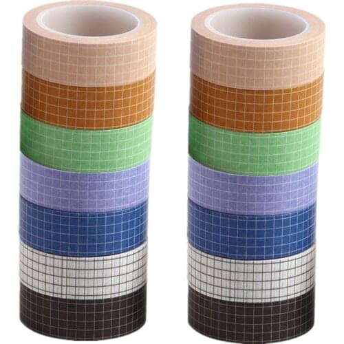 14 Roll Grid Washi Tape 10M Rainbow Writable Paper Adhesive Masking Tapes 15MM Width Sticky Paper Tape for Journals Planner Gift