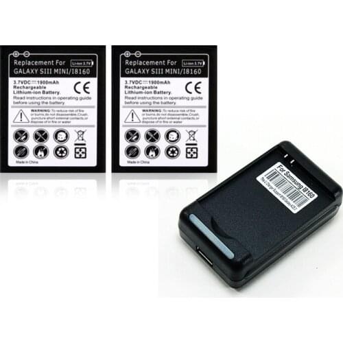 2x 1900mAh EB425161LU Replacement Battery + Wall Charger For Samsung Galaxy S3 MINI I8190 I8160 I699 S7562 S9920 J1 Mini J105