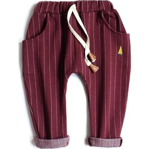 2016 Spring Autumn Fashion Children Pants Pure Cotton Stripe Embroidery Trousers Comfortable Leisure Pants Harem Baby Boys Pants