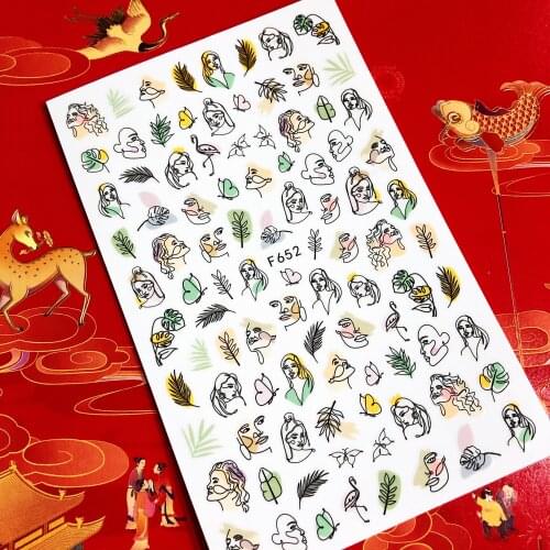 Face-geometric lines 3D Back glue Colored Nail decal Nail sticker Nail decoration Nail art Nail ornamen MG28