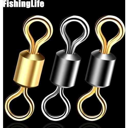 50pcs Ball Bearing Swivel Solid Rings Fishing Rolling Swivel Connector For Fishing Hooks Swivel With Ring Fishing Tackle