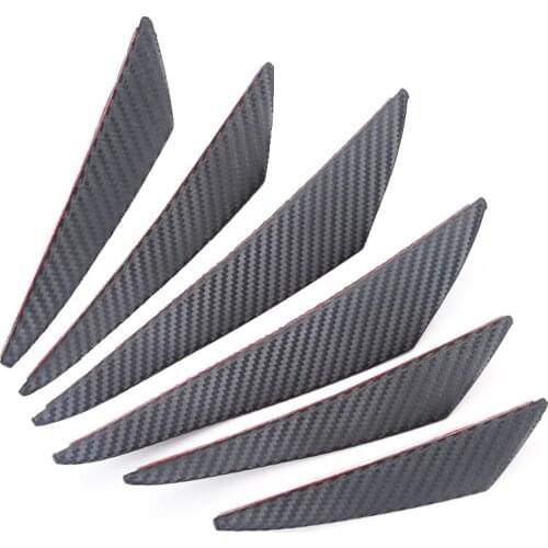 6pcs Carbon Fiber Style Car Front Bumper Fins Lip Canards Splitter Trim Kit
