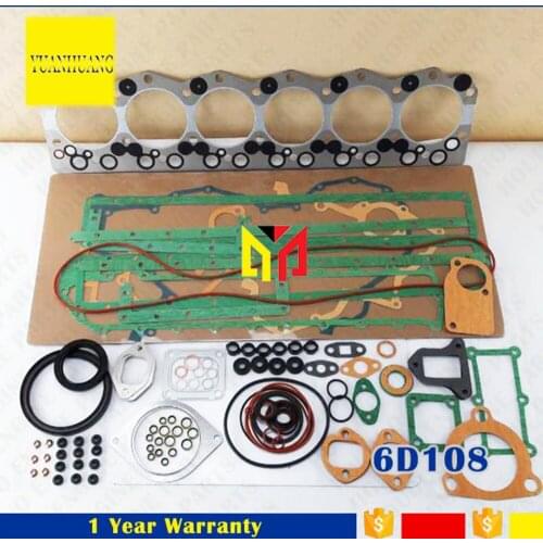 6D108 S6D108 SA6D108 Engine Full Gasket Kit Overhual Set For Komatsu Excavator Tractor Cylinder Head