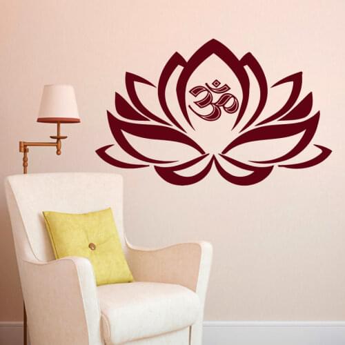 Free Shipping Wall Decals Lotus Flower OM Decal Vinyl Wall Sticker Yoga Studio Bedroom Decoration CW-3