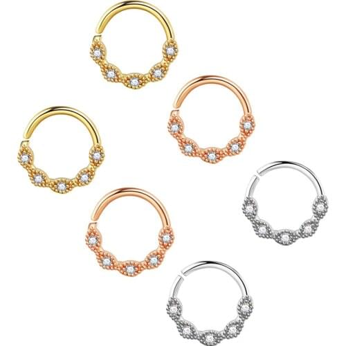 Floral Nose Ring Daith Piercing Cartilage Hoop Septum Rings Tragus Ear Jewelry Nose Hoop Studs Nose Piercing