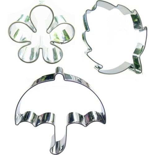 Plum blossom, Leaf, Umbrella shaped 3 piece biscuit cutting molds, baking tools, cake decorating soft candy tools